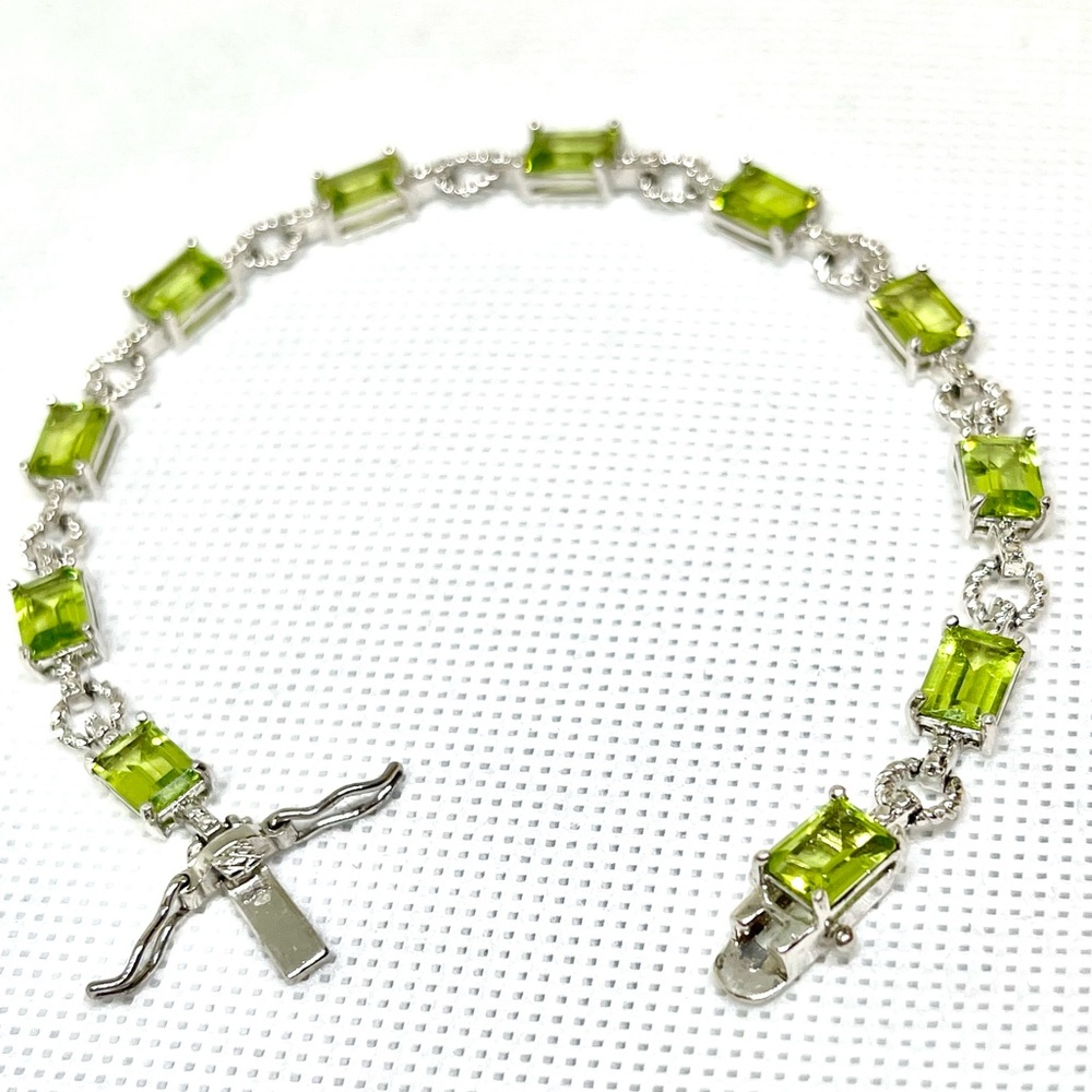 925 EUC VTG Real Peridot Tennis Bracelet by CID